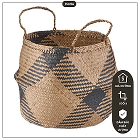 Giỏ cói trồng cây cảnh màu đen nhiều kích thước GCD05