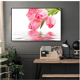 Tranh treo tường Mica Decor Hoa Tulip cao cấp. , Khung hợp nhôm chống ẩm, bền, đẹp, nhiều kích thước. Phù hợp nhiều không gian sang trọng