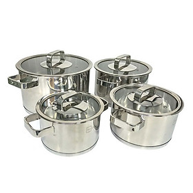 Bộ 4 nồi inox 304 cao cấp 3 đáy nắp kính FiveStar FS08NKB