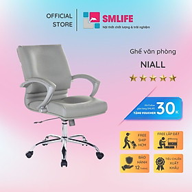 Ghế văn phòng chân xoay lưng trung bọc da SMLIFE Niall