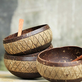 Mua Tô/Chén/Bát gáo dừa hoa văn Mon  Mon Pattern Coconut Bowl 