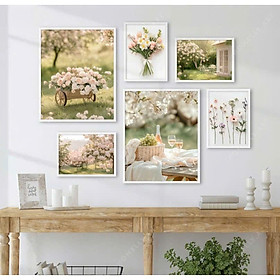 (HCM) Tranh treo tường hoa lá mùa xuân trang trí phòng khách,nhà hàng, khách sạn kèm đinh treo