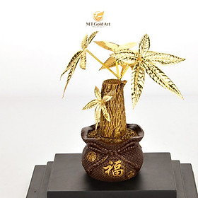 Cây kim ngân dát vàng 24k Mt Gold Art(22x17x14cm) M01- Hàng chính hãng, quà tặng dành cho sếp, khách hàng, đối tác