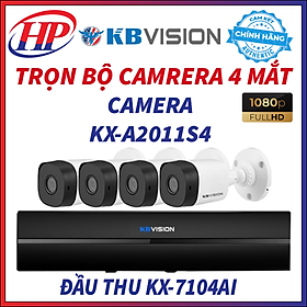 Mua Trọn bộ camera KBVISION KX-A2011S4 (01/02/03/04 Mắt 2.0 MP) cùng đầu ghi hình DVR Ai 4 kênh KBVISION KX-7104Ai kèm đầy đủ phụ kiện  Hàng chính hãng