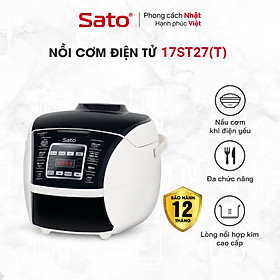 Nồi cơm điện tử SATO ST-18DT027 (T) 1.8L dùng cho 4 đến 6 người lớn, nồi cơm thông minh đa chức năng, nấu cơm, nấu cháo, hầm, làm bánh, nấu cơm khi điện yếu - Miễn phí vận chuyển toàn quốc - Hàng chính hãng