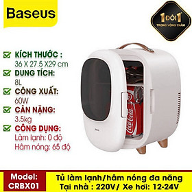 Tủ Lạnh Mini Baseus Dung Tích 8L  Làm Mát 0 Độ Làm nóng 65 Độ Dễ Dàng Mang Đi Du Lịch, Picnic