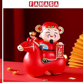 Tượng Thần Tài Cưỡi Ngựa May Mắn - Trang Trí Tết - 17 x 17 x 9 cm - 7082-1
