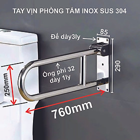 Mua Tay Vịn Phòng Tắm Kibath Xếp Gập Inox 304 Ống 32 KB-616.15