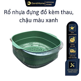 Rổ đựng đồ kèm chậu thau rửa rau củ đựng hoa quả trái cây 2 lớp siêu cứng siêu bền