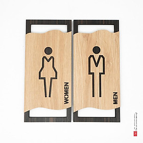Bảng toilet vintage, bộ 2 bảng Men – Women bằng gỗ cao cấp SAN-TL21