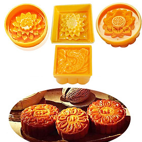 Mua Bộ 4 Khuôn Làm Bánh Trung Thu   Bánh Dẻo   Xôi Nén   Bánh Bột Truyền Thống