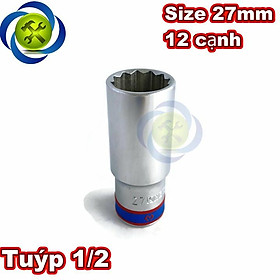 Tuýp 27mm 1/2 Kingtony 423027M loại dài 12 cạnh màu trắng