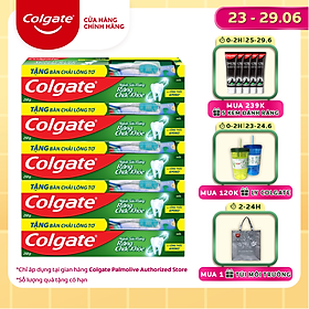 Bộ 5 kem đánh răng Colgate ngừa sâu răng răng chắc khỏe 225g/tuýp tặng bàn chải đánh răng lông tơ nhập khẩu Thái Lan
