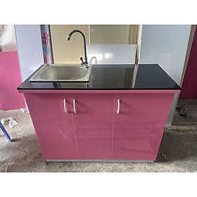 Mua Tủ Bếp Nhựa Đài Loan Cao 81cm Ngang 1m05 Bồn Đơn Màu Hồng TB01