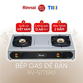 Bếp gas dương Rinnai RV-577(BK) mặt bếp inox và kiềng bếp men - Hàng chính hãng.