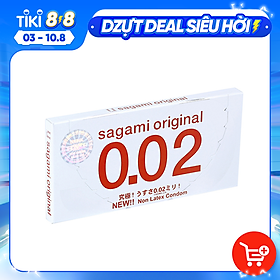 Bao cao su Sagami 002 - Siêu mỏng - Non Latex - Hộp 2 chiếc