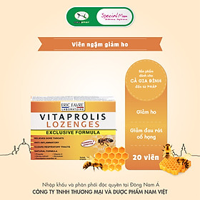 TPBVSK Vitaprolis Lozenges [Hộp 20 viên] Viên ngậm ho cho cả gia đình thành phần tự nhiên [Nhập khẩu Pháp]