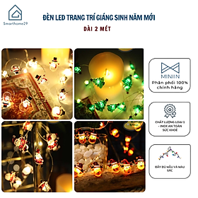 Dây Đèn LED 2M 20 Bóng Hình Ông Già Noel / Người Tuyết Trang Trí Cây Thông Giáng Sinh Năm Mới - HÀNG CHÍNH HÃNG MINIIN