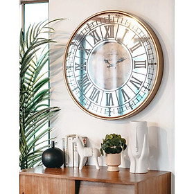 Mua Đồng hồ treo tường mặt tròn 26 inch JILLITALUN khung gỗ và kim loại kết hợp mặt kính  nền trắng in số La Mã | Index Living Mall - Phân phối độc quyền tại Việt Nam