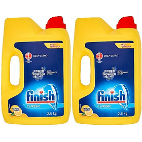 2 Can Bột rửa bát finish 2,5kg dùng cho máy rửa bát 2.5x2 5kg