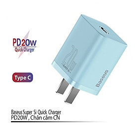 Mua Cốc sạc 20W Baseus Super Si chân dẹt 1 cổng Type-C thiết kế nhỏ gọn - Hàng chính hãng