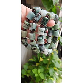 Vòng tay Nam kiểu đá Cẩm thạch tự nhiên xanh ngọt phối bi tròn đậm đẹp Size hạt 12mm dài 14mm hợp nam mệnh thủy mộc hỏa đeo ạ 