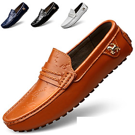 Giày mọi xỏ, giày lười big size cỡ lớn bằng da bò cho nam chân to bè - GL113