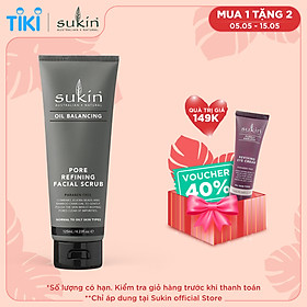 Kem tẩy tế bào chết cân bằng dầu Sukin Oil Balancing Pore Refining Facial Scrub 125ml