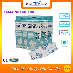 [HỘP - FAMAPRO 4D KIDS] - Khẩu trang trẻ em kháng khuẩn cao cấp Famapro 4D KIDS tiêu chuẩn KF94 (10 cái/ hộp)