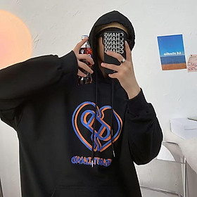 Áo Hoodie Tay Dài Dáng Rộng In Họa Tiết Trái Tim Phong Cách Hip hop Thời Trang Cho Nam Giới Size M-3XL