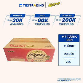 Thùng 20 Gói Mì Trộn Tương Đen Cay Koreno Chajang 78g