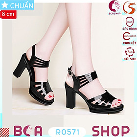 Giày cao gót nữ 8p RO571 ROSATA tại BCASHOP kiểu dáng xăng đan quai hậu, bề mặt bóng bẩy trẻ trung và năng động