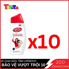 Combo 10 Chai Sữa tắm Lifebuoy Bảo Vệ Khỏi Vi Khuẩn Chai 200g
