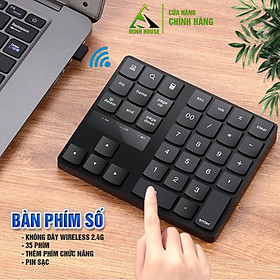 Mua Bàn phím số không dây Wireless 2.4G  cho Laptop  thiết bị di động  35 phím  thêm các phím chức năng  Pin sạc  phím êm Minh House