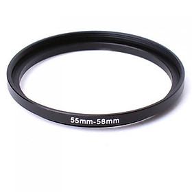 Black Metal  55mm to 58mm Step Up Filter Lens Ring Filter Stepping Adapter