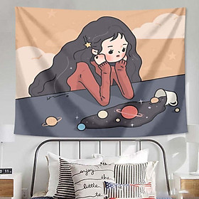 Thảm Treo Tường Tranh Vải Thảm Tapestry Chủ Đề Thiếu Nữ