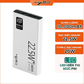 Pin Sạc Dự Phòng 10.000mAh HXSJ K7 - 2 Cổng sạc siêu nhanh 22.5W, Type-C 20W,  Kích Thước Mỏng và Nhẹ - HÀNG CHÍNH HÃNG