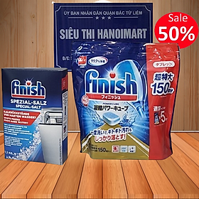 Viên rửa bát Finish 150 viên + Muối rửa bát Finish 1,2kg dành cho máy rửa bát