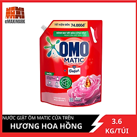 Nước Giặt Omo Matic Cửa Trên Hương Hoa Hồng Ecuador Túi 3,6kg