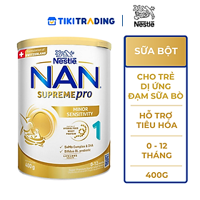 Sữa bột Nestlé NAN SUPREMEPRO 1 400g nhập khẩu Đức với 5HMO & đạm Gentle Optipro ( Dành cho trẻ từ 0 - 12 tháng tuổi)
