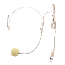 2xDouble Ear Hook Wired Headset Headworn Microphone Beige XLR 3Pin