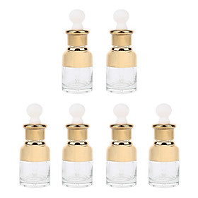 6pcs Glass Pipette Eye Dropper Refillable Bottles For Essential Oil Makeup