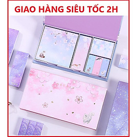 Hộp 6 tập giấy note màu hình hoa giao màu ngẫu nhiên