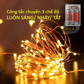 Dây đèn nháy Led đom đóm trang trí pin 10M/5M/2M Vàng nắng/ Nhiều màu, dây bóng đèn nháy cao cấp decor nhà cửa, lễ tết, lều trại du lịch cao cấp, bền đẹp, tinh tế, sang trọng - Chính hãng DEHA