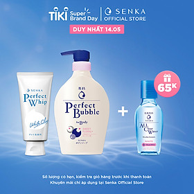 Combo Sữa tắm dưỡng ẩm Senka Perfect Whip hương hoa hồng, đinh hương 500ml và Sữa rửa mặt chiết xuất đất sét trắng Senka Perfect Whip Clay 120g