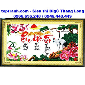 Tranh thêu chữ thập phúc lộc thọ tùng hạc 222888 chưa thêu