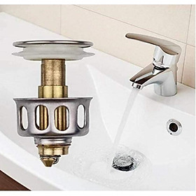 NẮP ẤN THOÁT NƯỚC KÈM CHẶN RÁC LAVABO, BỒN RỬA MẶT