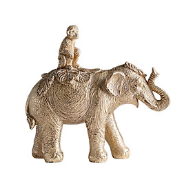 Animal Sculpture Resin Figurine Cabinet Monkey Riding On Elephant Statue
