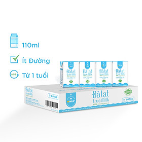 Sữa Tươi Đà Lạt True Milk Ít Đường Hộp 110ml (Thùng 48 Hộp)