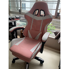Mua Ghế game bọc da cao cấp   đệm cao su   gác chân KLW-919 Hồng